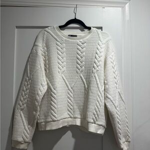 Zara Ivory Cable Knit Sweater